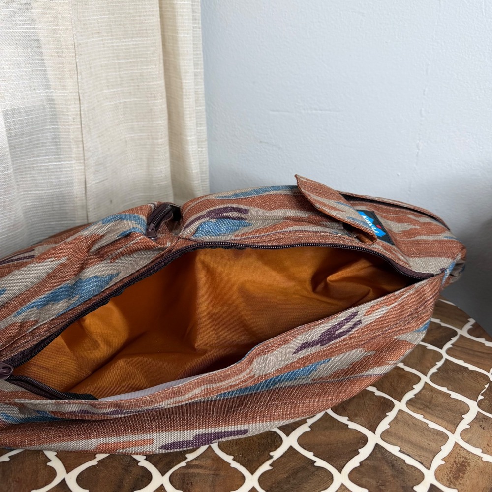 KAVU Rope Bag Sling Backpack Southwestern Rust Blue Tumbleweed Ikat EXCELLENT - Picture 5 of 7